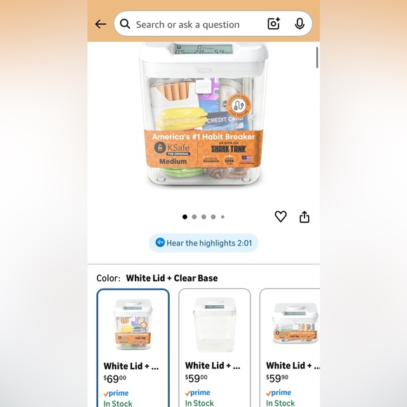 KSafe Time Locking Container - White - Picture 1 of 8